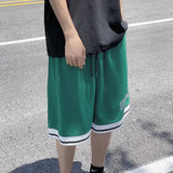 Casual Shorts Mesh Quick-drying Basketball Crossfit Clothing Pocket Spliced Stripe Breathable Thin Baggy Beach