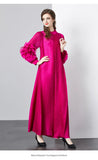 Fongt Folds Solid-Colored Dress Women's Niche Light-Cooked Three-Dimensional Flowers Loose Thin-Skinny Long Dress