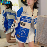 Bomber Woman Varsity Jackte Long Sleeves Vintage Detachable Hem American Baseball Coats Race Car Jackets Coat 2022