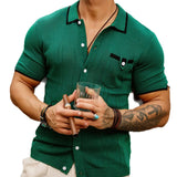 Fongt Men's New Summer Men's Knits Business Casual Pocket Polo Shirts