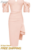 Summer 2023 New High Quality Ladies Mini Dress Off Shoulder Side Slit Tight Puff Sleeve Sexy Celebrity Party
