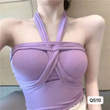 Hottie Hanging Neck Vest Women Summer New Inside And Outside Wearing Design Sexy Short Sleeveless Top
