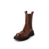 Chimney Boots ~ Autumn 2024 With Skirt Leather Martin Boots British Style Versatile Round Head Thick Bottom Ankle Boots-Outfit