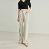 Summer 2022 New Thin Wide Leg Pants Women High Waist Loose Straight Tube Slim Casual Solid Pants Korean
