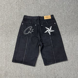 Devil Island Jeans Star Embroidered Jacket High Street Vintage Shorts-Outfit