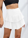 Smock Tiered Ruffle Mini Skirt-Outfit