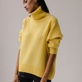 Women's Knitted Solid Turtleneck Sweater Oversize Long Sleeve Ladies Loose Pullover Tops 2022 Autumn Warm Female