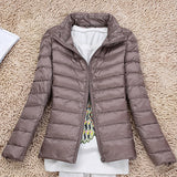 Spring And Autumn Winter Light Down Jacket Female Pure Color Standing Collar Slim Plus Large Size Short Coat Tide Direct Sales-Outfit