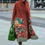 Fongt New 2025 Autumn Women's Long-Sleeved Collar Coat Prints The Long