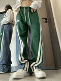 Patchwork Striped Baggy Boyfriend Jeans-Outfit
