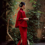Fongt Chinese Cheongsam Toast Suit 2025 New Retro National Style Wedding Dress Engagement Dress Long Sleeve