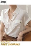 Women Solid Elegant Office Ladies Chic Ins Summer Single Breasted All-match Hot Sale S-3XL Trendy Young New Style