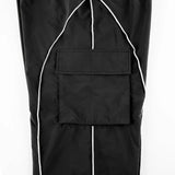 Piping Detail Size Friendly Parachute Cargo Pants-Outfit