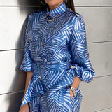 Fongt Spot Spring 2023 New Fashion Women's Print Long Sleeve Jacket Straight Leg Trousers Two-Piece Set-Outfit