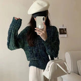 Fongt Short Style Round Neck Sweater Female 2024 Autumn / Winter New Korean Version Of Foreign Style Loose Jacket Sweater Jacket-Outfit