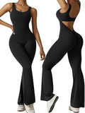 Fongt Women's Sleeveless Horn Jumpsuit Sexy Bare Back Vest Tightening Hip Yoga Jumpsuit