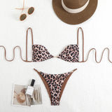 2025 New Leopard Print Sexy Bikini Sling Swimsuit Female Senior Feel Beach Spa