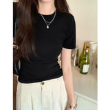 Round-Necked Short-Sleeved T-Shirt A New Summer Spicy Girl Looks Thin, Casual And Beautiful