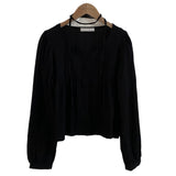 Aesthetic Ribbon Solid Color Striped Blouse-Outfit