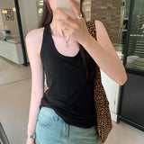 Version Of Solid Color Sling Vest Women's Summer New Design Sense Slim Thin Style Outside Wear Bottom Short