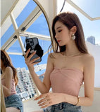 Fongt Summer New Design Sexy Chest Cross-Temper Sexy Knotted Broth Knitting