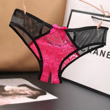 Fongt Lace Opening Hollow Pants To Seduce Low-Rise Trousers Transparent Color Mesh T-Pants