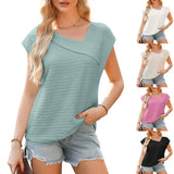 Fongt Women's Summer Slanted Fashion Leisure Short Sleeve Fashion Shirt T-Shirt