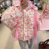 Pink Floral Puffer Jacket-Outfit