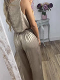Fongt Women's Vest Trousers High-Waisted Casual Suit Two Sets Of Gold Women 3032