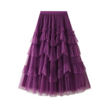 Fongt Skirt 2025 Spring New Mesh Dress Design Half-Dress Net Yarn Splicing Ponpong Skirt D1865