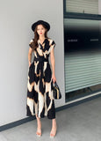 Fongt Light Luxury Retro Sleeveless V-Neck Print Dress Women's Summer Waists Thin Temperament Elegant Famous Dress