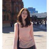 Fongt Wind Pure Desire To Cultivate Long-Sleeved Top Soft Pink Knitted Shirt Women 2025 Early Autumn New
