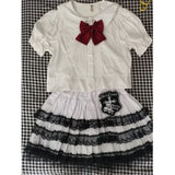 Kawaii Black White Lace Skirt for Women 2024 Fashion New High Waist Cake Skirts Y2k Grunge Shorts Faldas Mujer-Outfit