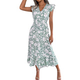 Shooting Spring And Summer Leisure Wood Ear Flowers Waist Dress Holiday Dress Women's