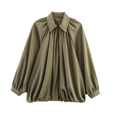 Fongt Explosion Women's Loose-Fitting Fashion Long-Sleeved Collar Bomber Jacket Jacket