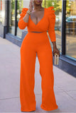 Sleeve Wrap Crop Top Pants Set 703-1-Outfit
