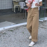 Fongt Hanging Jeans Women's Autumn Pants High Waist Slim Straight Pants Loose With Wide Leg Pants Pants-Outfit