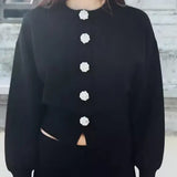 Fongt Women's INS Explosion Grand Buckle Knitted Coat Mini-Skirt Set