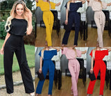 Color 6 Size Hot New Summer 2023 Fashion Button Short Sleeve Female Jumpsuit-Outfit
