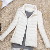 Spring And Autumn Winter Light Down Jacket Female Pure Color Standing Collar Slim Plus Large Size Short Coat Tide Direct Sales-Outfit