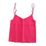 Women V Neck High Quality Satin Camis Spaghetti Strap Adjust Leeveless Silk Tank Tops 2021 Camisole