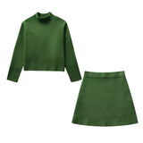 Spring Style Loose Rib Sweater 5755007 Knitted Half Skirt Suit-Outfit
