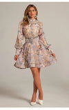Fongt Retro Print Heavy Lifting Nail Bead Dress Set Two-Piece Top Plus Long Dress