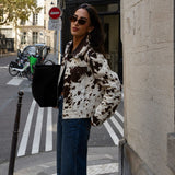 Fongt Women's ZA Autumn And Winter New Street Fashion Casual Color Printing This Quality Coat