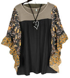 Fongt Women's Dress Spring And Summer Wish Bat Sleeve Print Color Waffug Blouse T-Shirt Girl