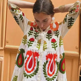 Fongt Women's Clothing Explosion Positioning Printing Long Dress