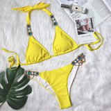 Fongt Hot-Selling New Crystal Diamond Chain Swimsuit Split Swimsuit Sexy
