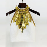 Fongt Star Fashion New Heavy Industry Nails Studded Metal Chip Hanging Neck Vest Half-Dress