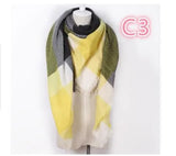 Designer Fashion Pink Scarf Soft Cashmere Acrylic Warp Square Oversize Shawl For Women Winter Plaid