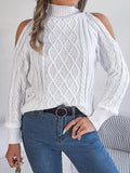 Shooting 2025 Autumn And Winter Leisure Flowers Shoulder Half High-Neck Long Sleeve Sweater Women's